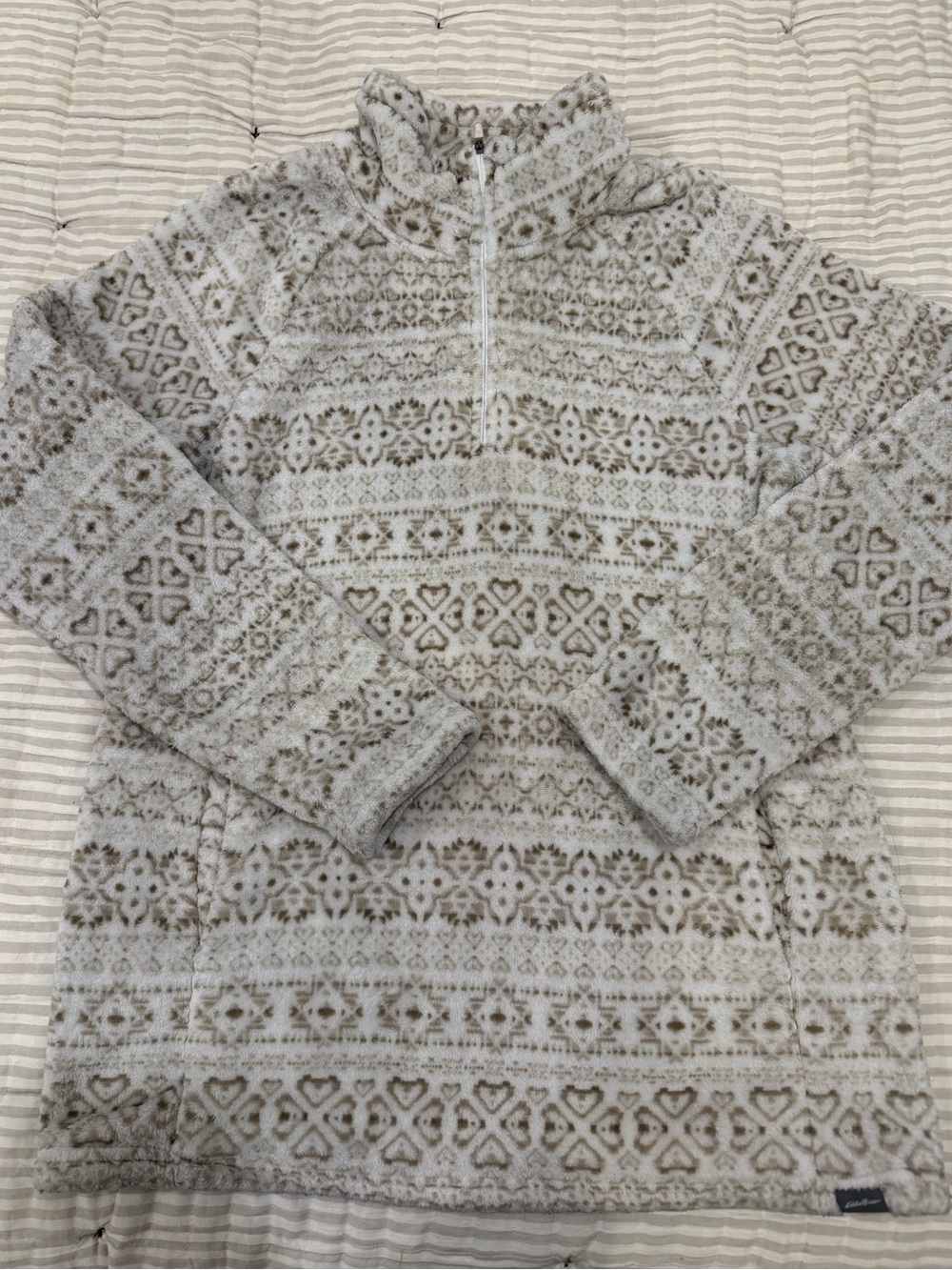 Eddie Bauer Cozy Fair Isle Quarter-Zip Fleece Pullover Size XL